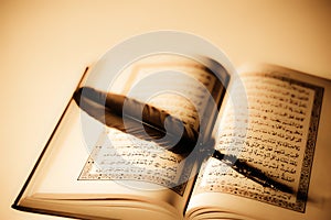 The open Koran, the great holy book for Islam