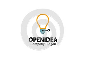 Open Lamp Key Design Logo Idea Illustration