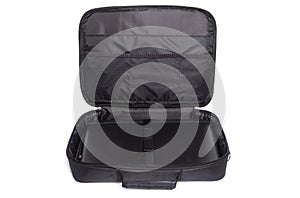 Open laptop bag on a white background