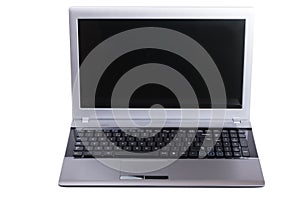 Open laptop computer with blank screen