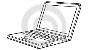 Open laptop computer illustration, technology device, vector design Generative AI