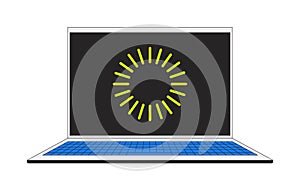 Open laptop with loading screen 2D cartoon object