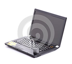 Open laptop security whit padlock