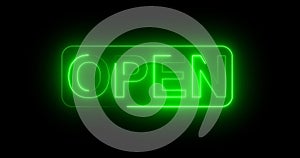 Open letter, text neon light sign board animation with four color 4k footage clip