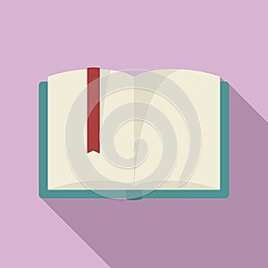Open library literature book icon, flat style
