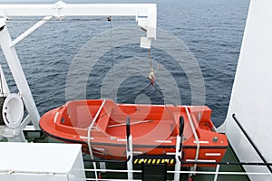 Open lifeboat on the ship