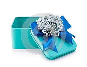 Open light blue gift box