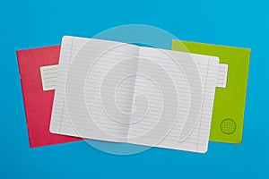 Open lined exercise book