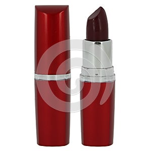 Open lipstick in a red case