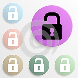 open lock badge color set. Simple glyph, flat vector of web icons for ui and ux, website or mobile application