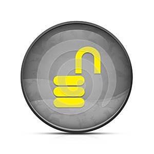 Open lock icon on classy splash black round button illustration