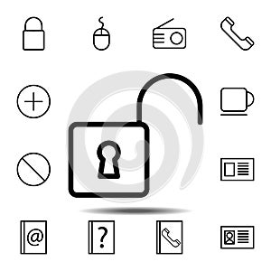 Open lock icon. Simple thin line, outline vector element of minimalistic, web icons set for UI and UX, website or mobile