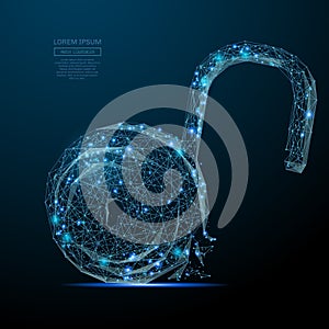 Open lock low poly blue