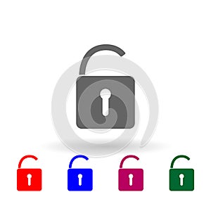 Open lock multi color icon. Simple glyph, flat vector of web icons for ui and ux, website or mobile application