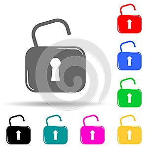 open lock multi color style icon. Simple glyph, flat vector of lock and keys icons for ui and ux, website or mobile application