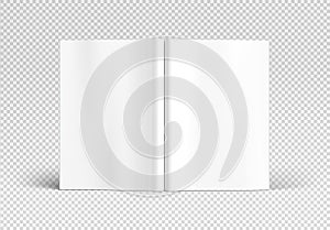 Open magazine mockup isolated on white background. Brochure template on blank. 3D rendering