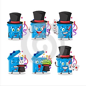 A open magic gift Box Magician cartoon character perform on a stage
