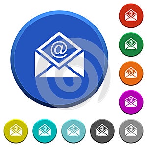 Open mail with email symbol beveled buttons