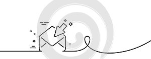 Open Mail line icon. View Message correspondence sign. Continuous line with curl. Vector