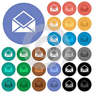 Open mail round flat multi colored icons