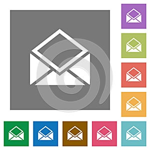 Open mail square flat icons