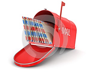 Open mailbox with letters (clipping path included)