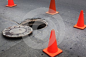 Open manhole