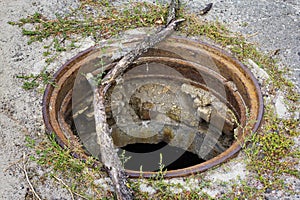 Open manhole