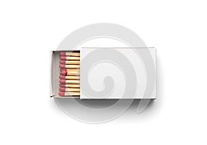 Open matchbox with red matches