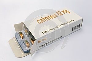 Open medicine packet labelled calmness opened photo