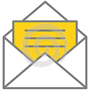 Open message icon vector text letter in envelop design