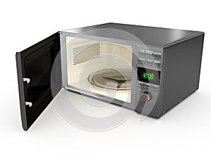 Open metallic microwave. 3d