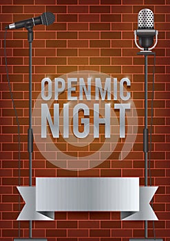 open mic night poster design. Vector illustration decorative design