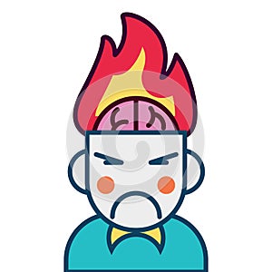 open minded man with fire. Vector illustration decorative design