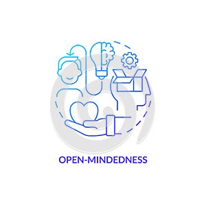 Open mindedness blue gradient concept icon