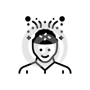 Black solid icon for Open Mindedness, open and mind