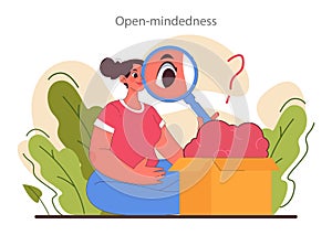 Open-mindedness. Thinking outside the box. Creativity and brainstorming