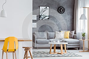 Open minimal living room interior