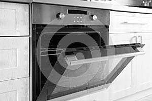 Open modern oven built