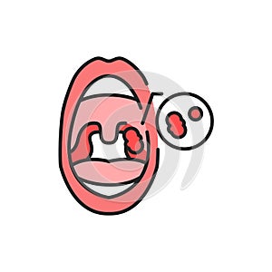 Open mouth with adenoids line color icon. Sign for web page, mobile app