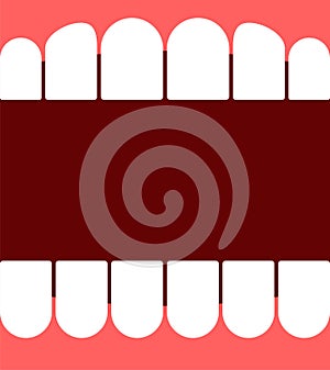 Open mouth background. Teeth and gums. vector illustration