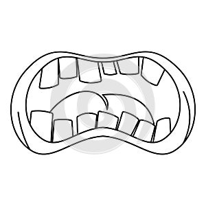 Open mouth with crooked teeth icon, outline style