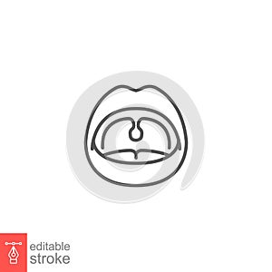 Open mouth line icon. lips and tonsils in oral cavity. Human Internal organ anatomy