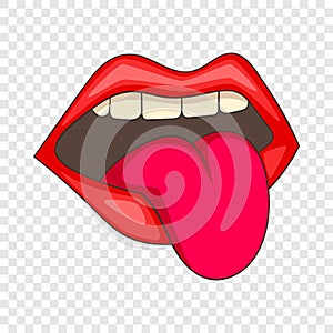 Open mouth with red female lips and tongue icon