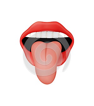 Open mouth with red lips and protruding tongue
