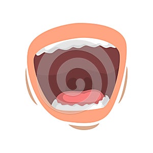Open mouth shouting, emotional lips of young woman vector Illustration on a white background