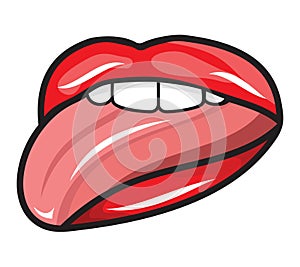 Open mouth sticking out tongue illustration