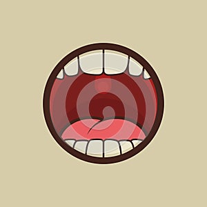 Open Mouth with Teeth and Tongue Vector