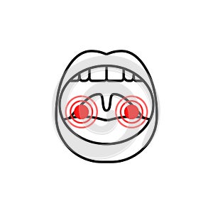 open mouth thin line icon tonsillitis