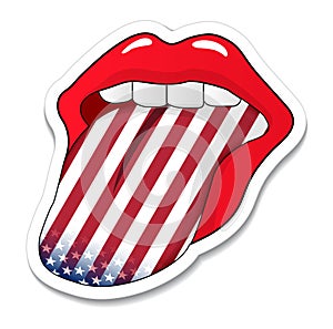 Open mouth with united states flag tongue